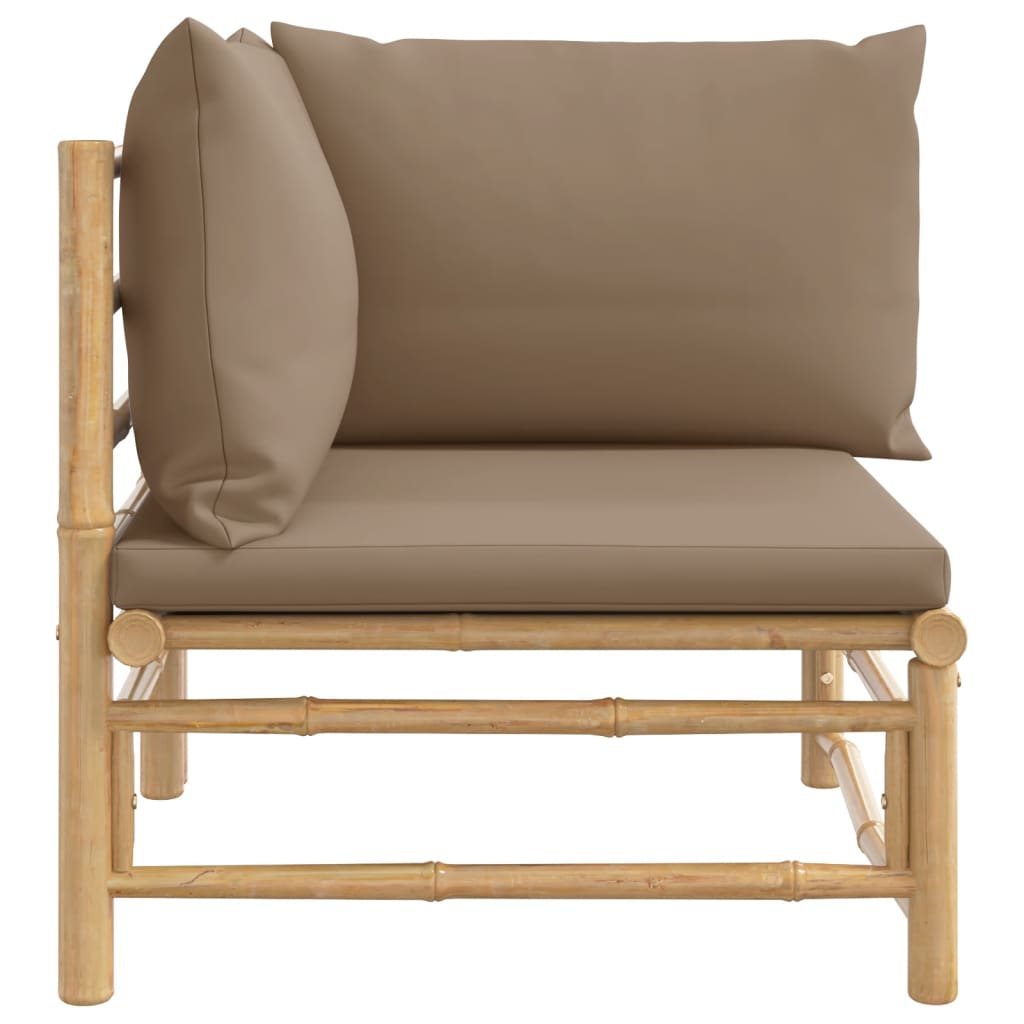 Canapea de colț pentru grădină, perne gri taupe, bambus6 - Lando