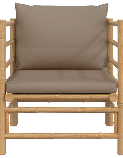 Încărcați imaginea în vizualizatorul Galerie, Canapea de grădină cu perne gri taupe, bambus - Lando
