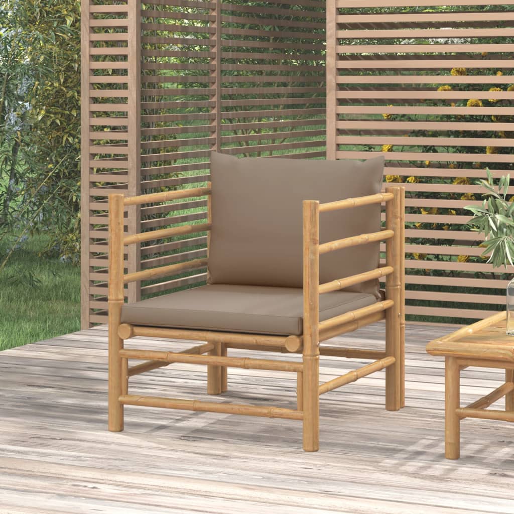 Canapea de grădină cu perne gri taupe, bambus - Lando