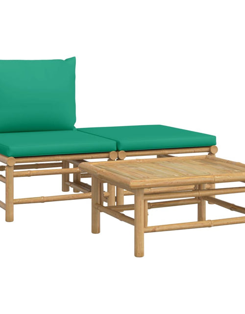 Încărcați imaginea în vizualizatorul Galerie, Set mobilier de grădină cu perne verzi, 3 piese, bambus - Lando
