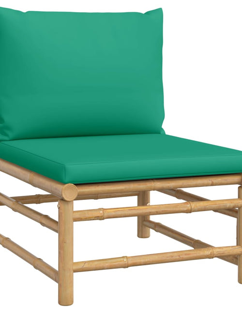 Загрузите изображение в средство просмотра галереи, Set mobilier de grădină cu perne verzi, 3 piese, bambus - Lando
