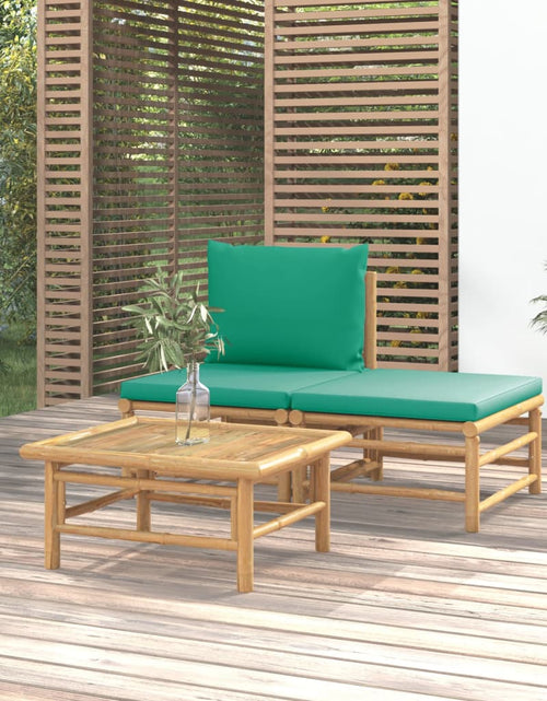 Загрузите изображение в средство просмотра галереи, Set mobilier de grădină cu perne verzi, 3 piese, bambus - Lando

