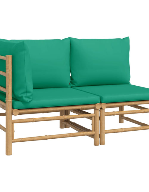 Загрузите изображение в средство просмотра галереи, Set mobilier de grădină cu perne verzi, 2 piese, bambus - Lando
