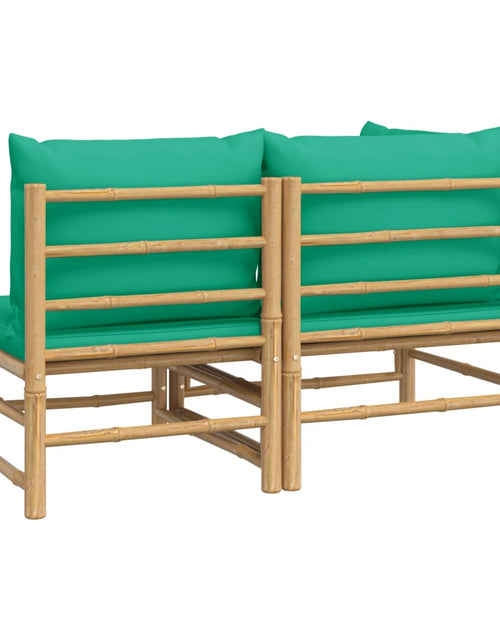 Încărcați imaginea în vizualizatorul Galerie, Set mobilier de grădină cu perne verzi, 2 piese, bambus - Lando
