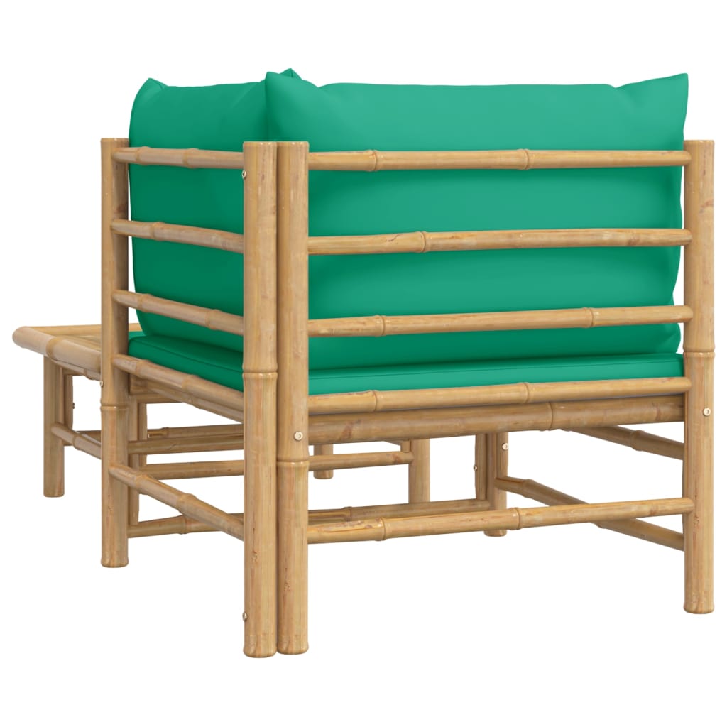 Set mobilier de grădină cu perne verzi, 2 piese, bambus - Lando