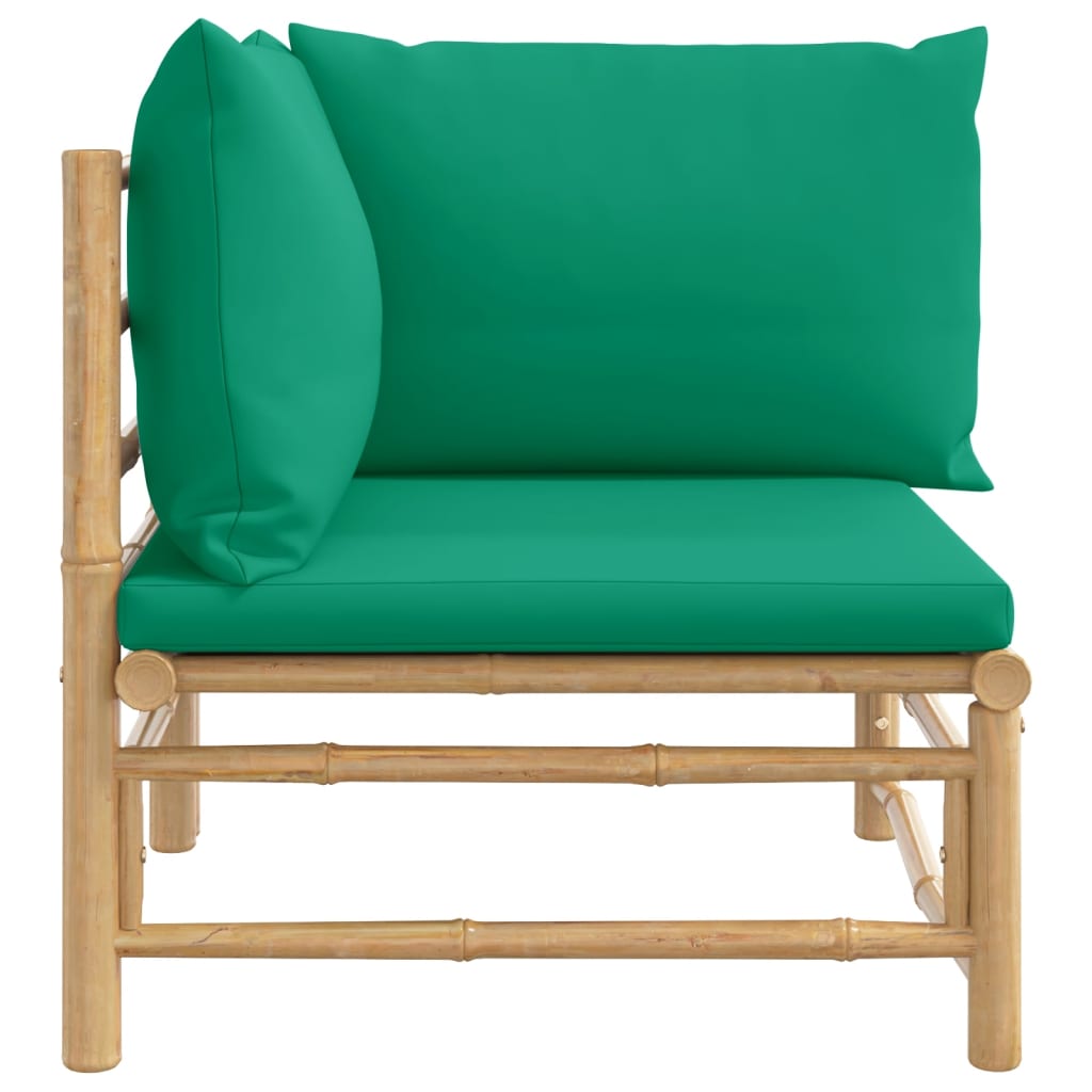 Canapea de colț pentru grădină, perne verzi, bambus - Lando