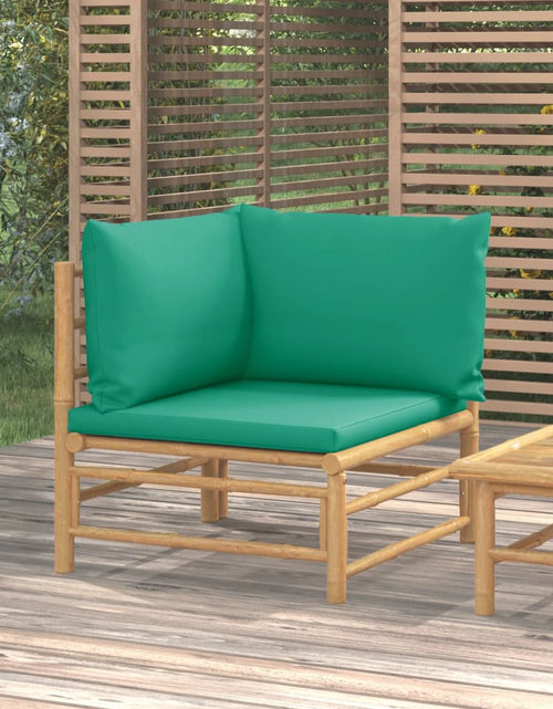 Încărcați imaginea în vizualizatorul Galerie, Canapea de colț pentru grădină, perne verzi, bambus - Lando
