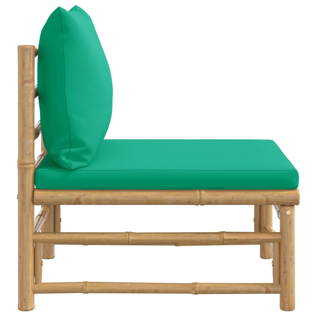 Canapea de mijloc pentru grădină, perne verzi, bambus - Lando
