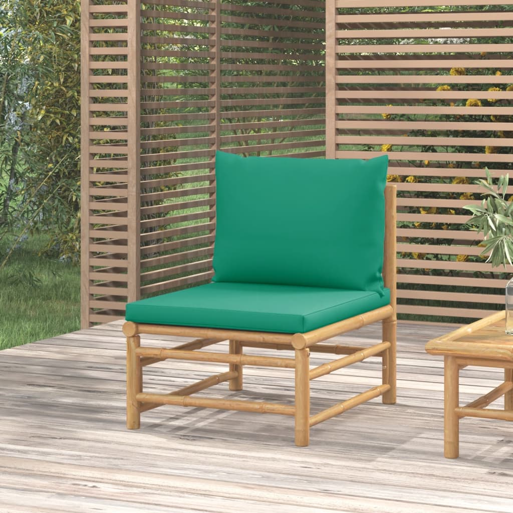 Canapea de mijloc pentru grădină, perne verzi, bambus - Lando
