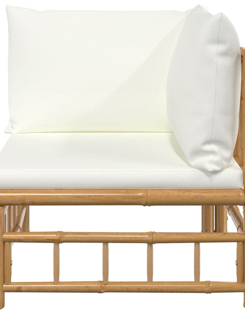 Încărcați imaginea în vizualizatorul Galerie, Canapea de mijloc pentru grădină cu perne, alb crem, bambus - Lando
