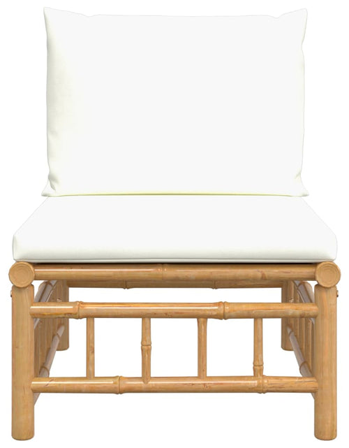 Загрузите изображение в средство просмотра галереи, Canapea de mijloc pentru grădină cu perne, alb crem, bambus - Lando
