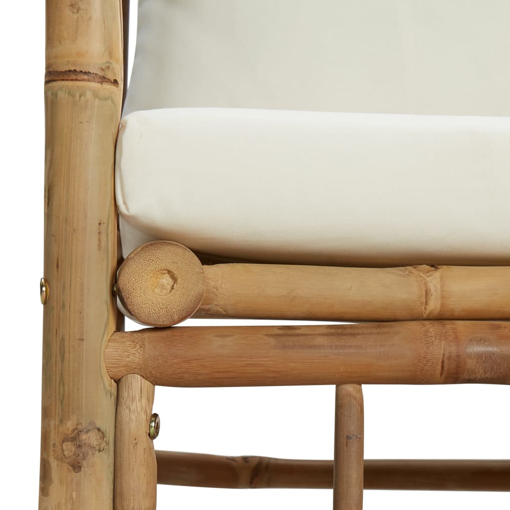 Canapea de grădină cu perne alb crem, bambus - Lando