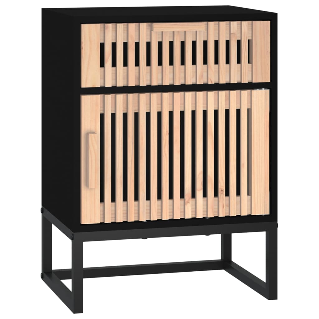 Dulapuri noptieră, 2 buc., negru, 40x30x55,5 cm, lemn & fier - Lando