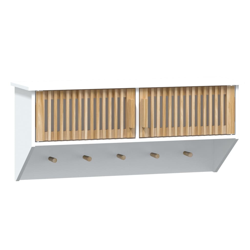 Dulap de perete cu cârlige, alb, 80x24x35,5 cm, lemn prelucrat - Lando