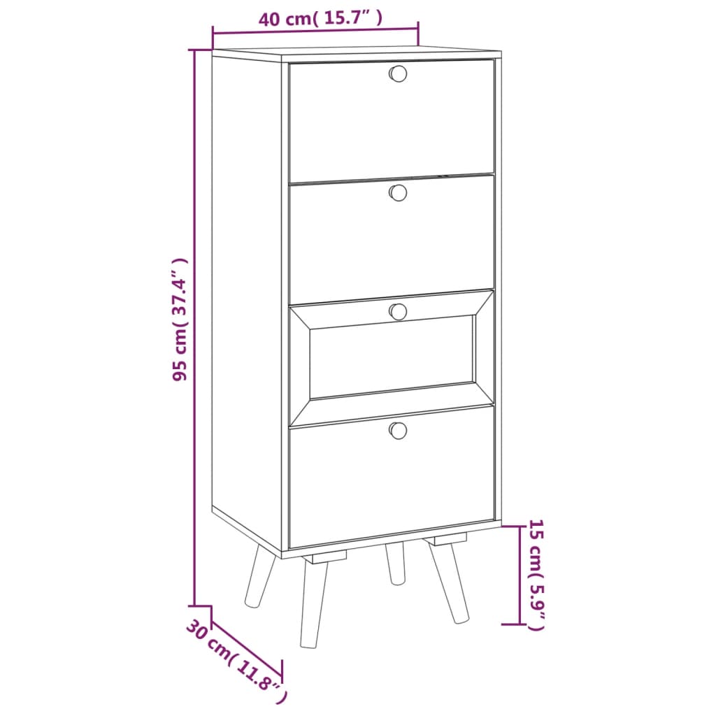 Dulapuri cu sertare 40x30x95 cm, lemn prelucrat Lando - Lando