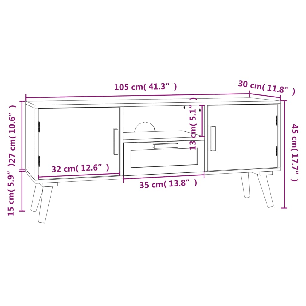 Comodă TV cu uși, 105x30x45 cm, lemn prelucrat Lando - Lando