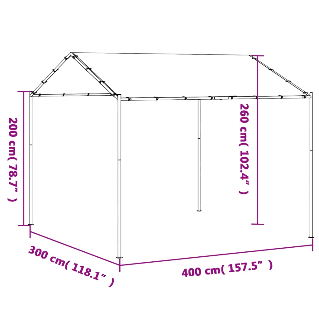 Cort pavilion, antracit, 4x3 m, oțel și material textil Lando - Lando