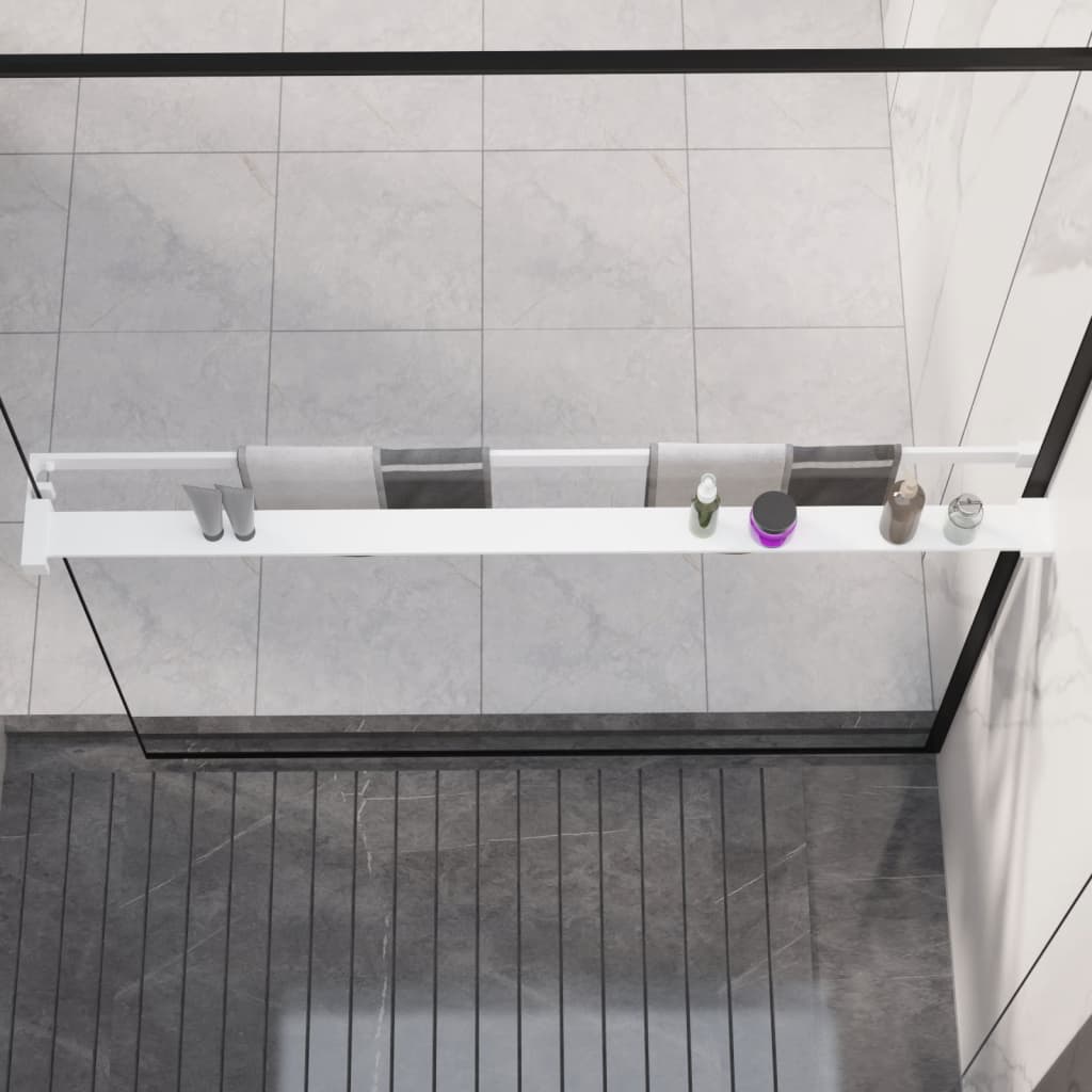 Raft de duș pentru perete cabină de duș, alb, 115 cm, aluminiu Lando - Lando