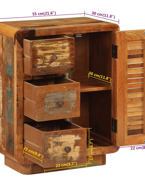 Загрузите изображение в средство просмотра галереи, Servantă cu 3 uși, 55x30x70 cm, lemn masiv reciclat Lando - Lando
