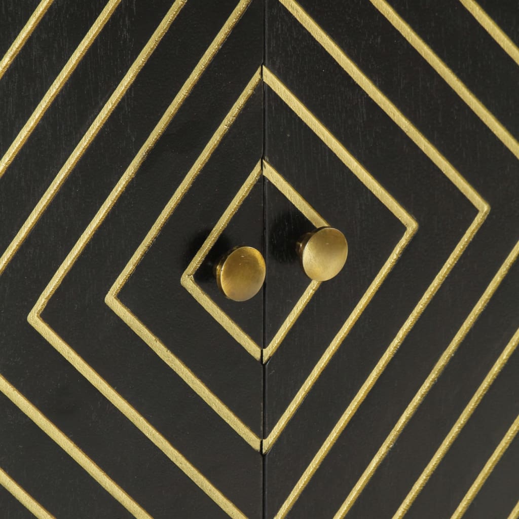 Servantă cu 2 uși, negru/auriu, 55x30x75 cm, lemn masiv mango Lando - Lando