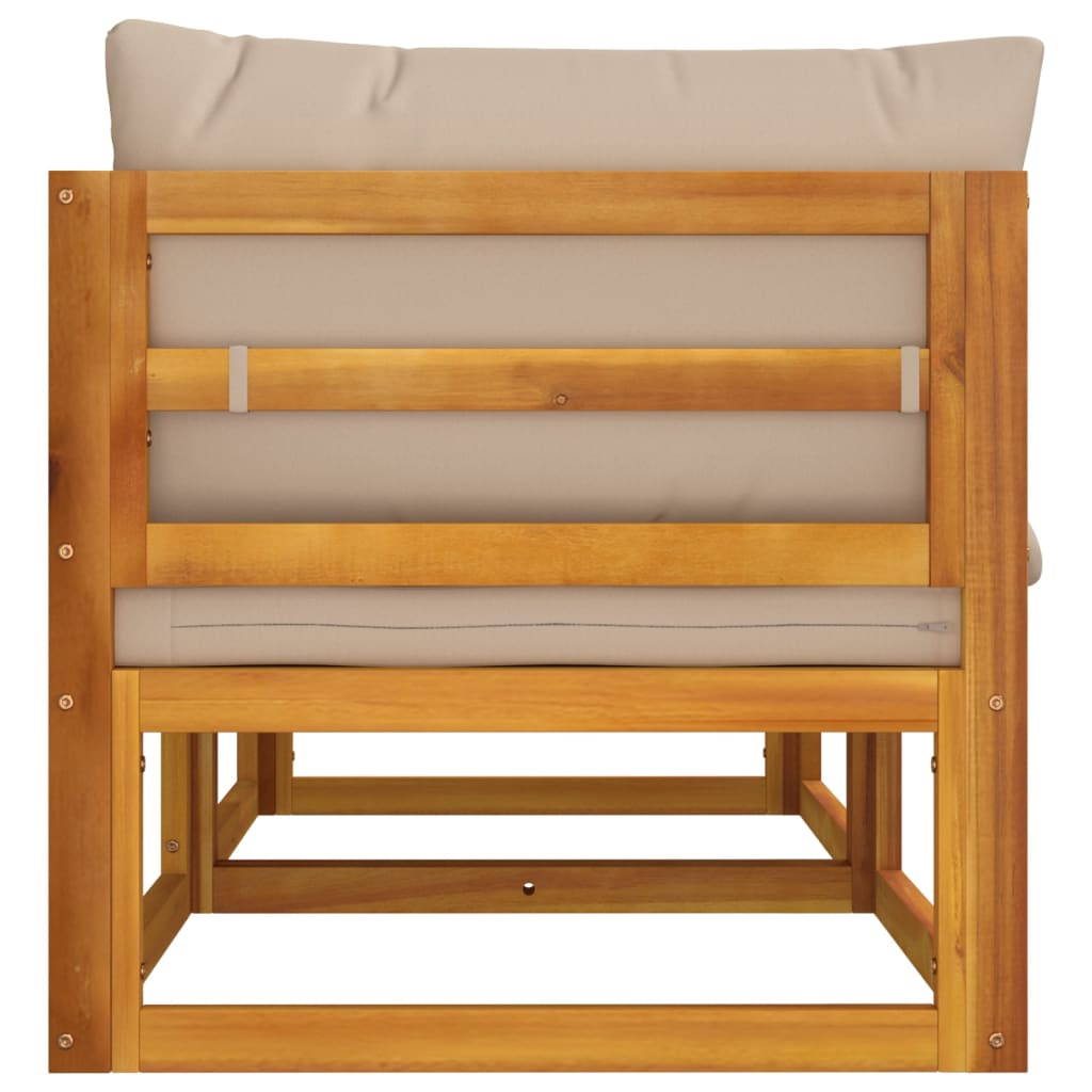 Canapele colț modulare, 2 buc, perne taupe, lemn masiv acacia - Lando