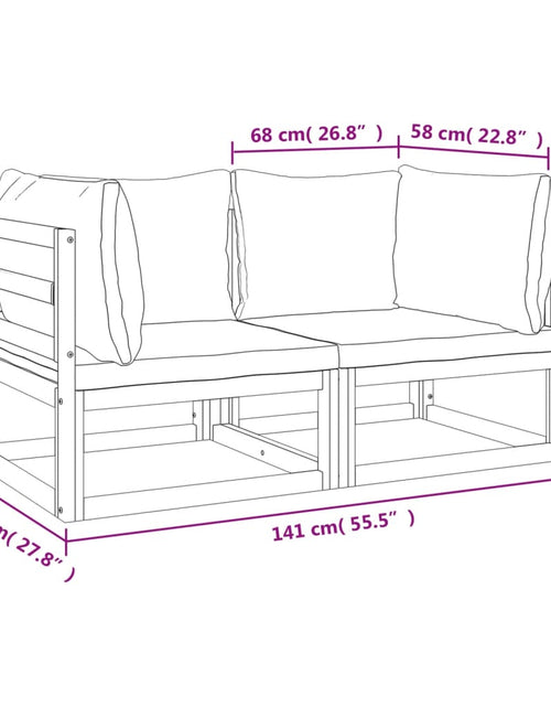 Încărcați imaginea în vizualizatorul Galerie, Canapele colț modulare, 2 buc, perne gri deschis, lemn acacia - Lando
