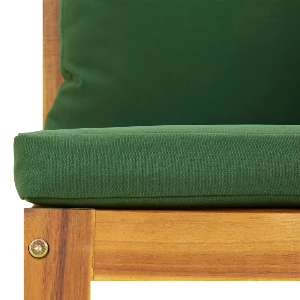 Canapele colț modulare, 2 buc, perne verzi, lemn masiv acacia - Lando