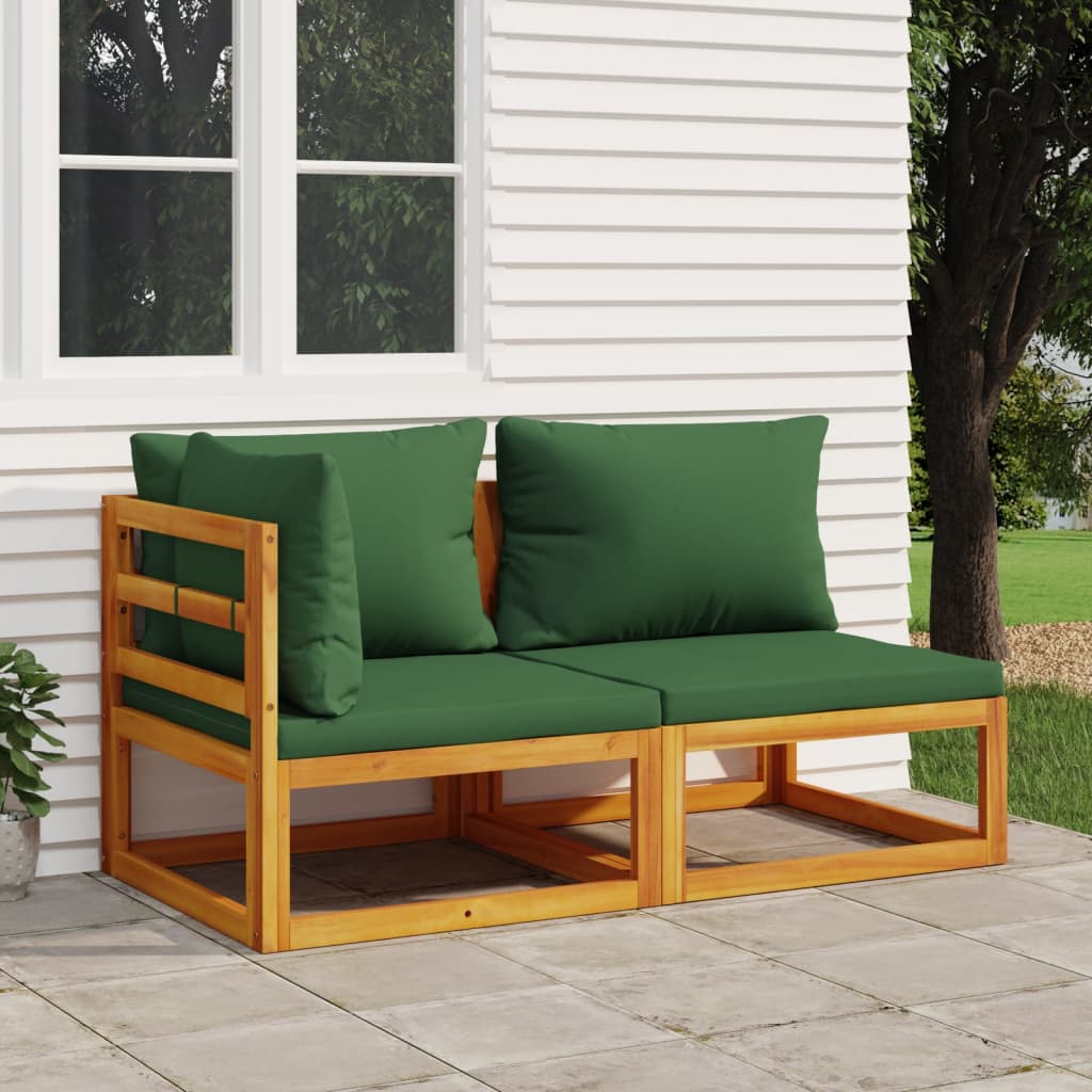 Set canapea de grădină, 2 piese, cu perne, lemn masiv de acacia - Lando