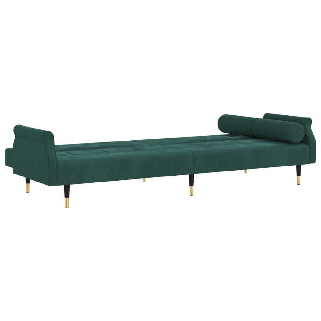 Canapea extensibilă cu perne, verde închis, catifea - Lando