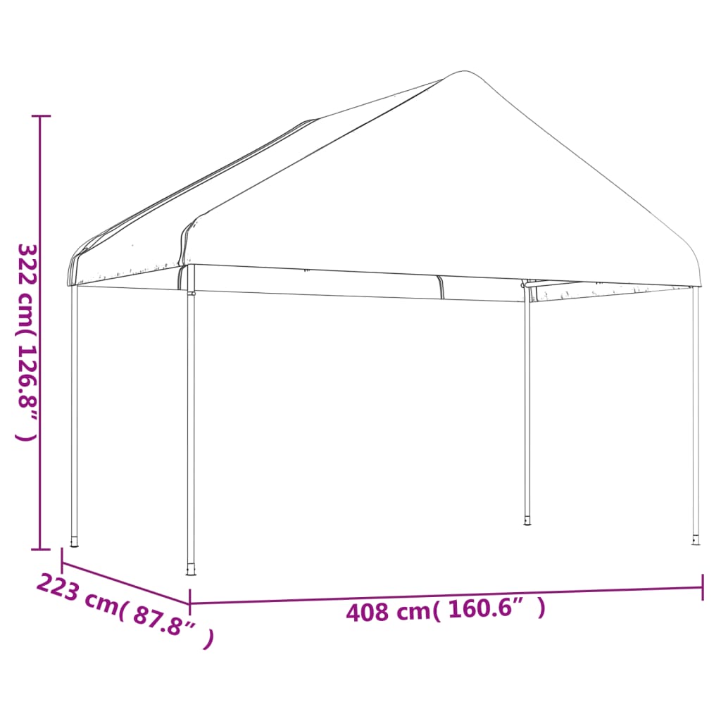 Foișor cu acoperiș, alb, 4,08x2,23x3,22 m, polietilenă Lando - Lando