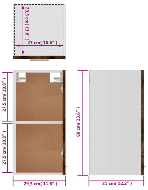 Загрузите изображение в средство просмотра галереи, Dulap suspendat, stejar fumuriu, 29,5x31x60 cm, lemn prelucrat - Lando
