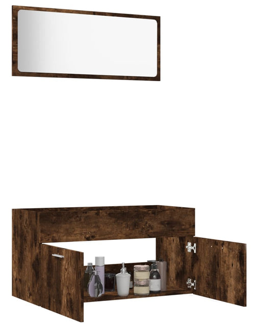 Încărcați imaginea în vizualizatorul Galerie, Set mobilier de baie, 2 piese, stejar fumuriu, lemn prelucrat - Lando
