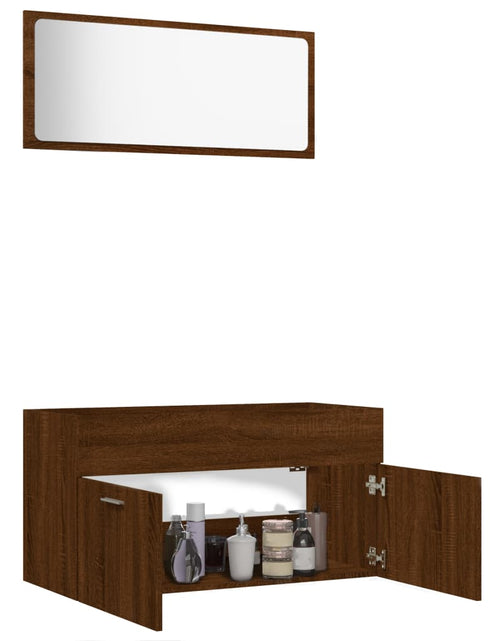 Încărcați imaginea în vizualizatorul Galerie, Set mobilier de baie, 2 piese, stejar maro, lemn prelucrat - Lando
