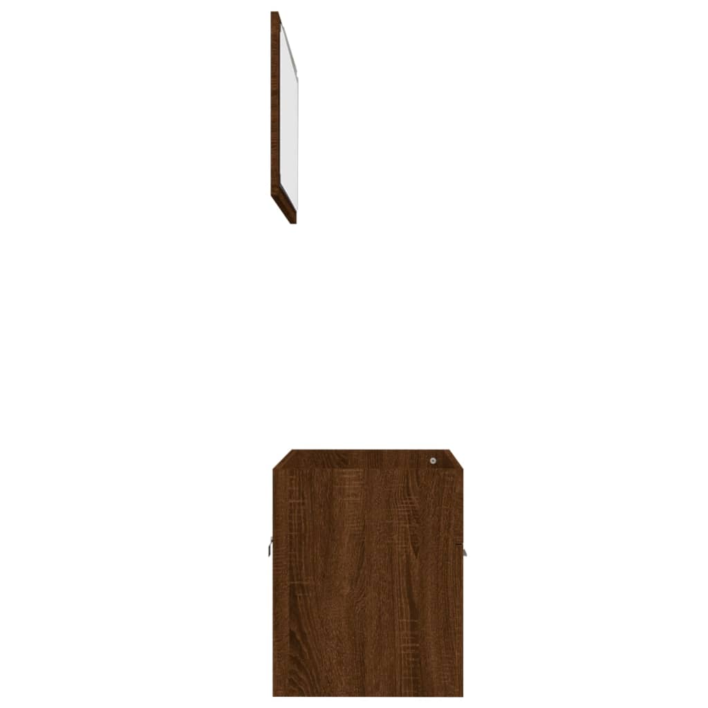 Set mobilier de baie, 2 piese, stejar maro, lemn prelucrat - Lando