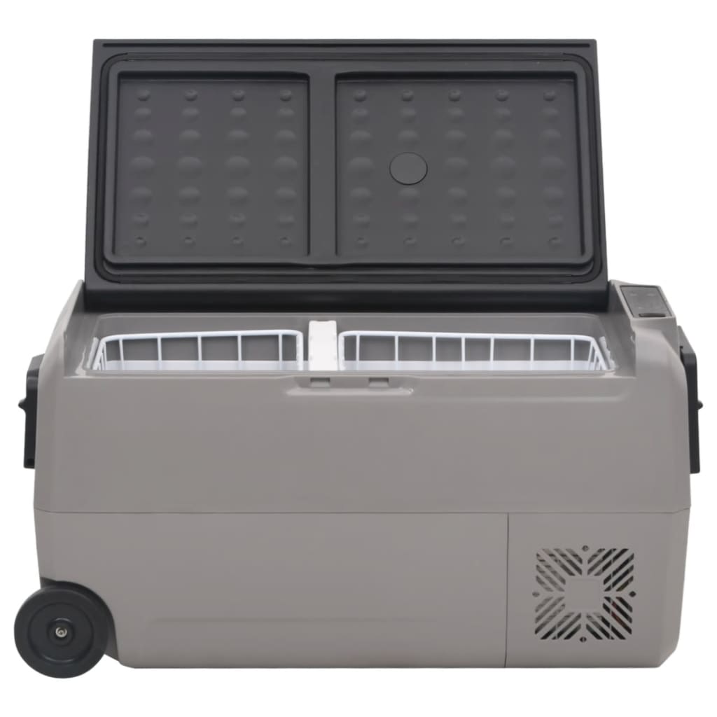 Ladă frigorifică cu roată și adaptor, 50 L, negru&gri, PP & PE - Lando
