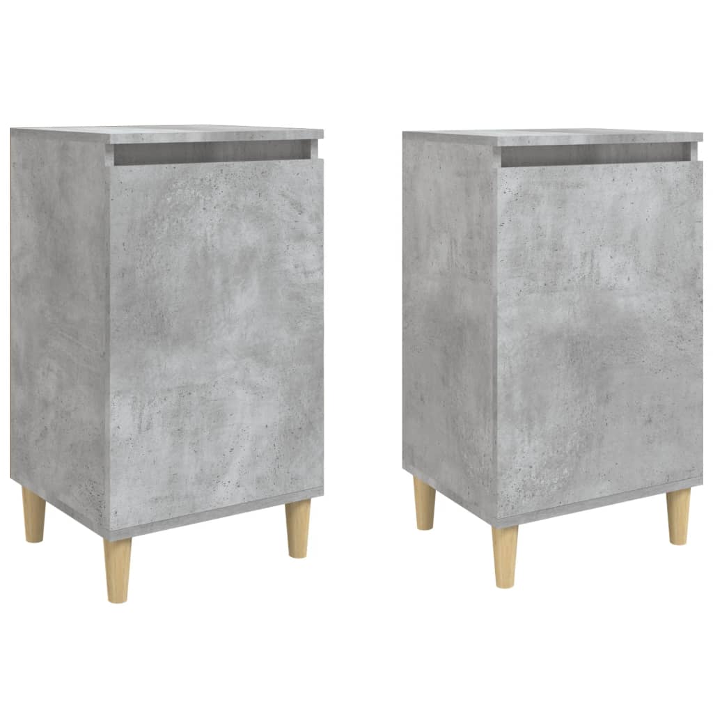 Noptiere, 2 buc., gri beton, 40x35x70 cm, lemn prelucrat - Lando