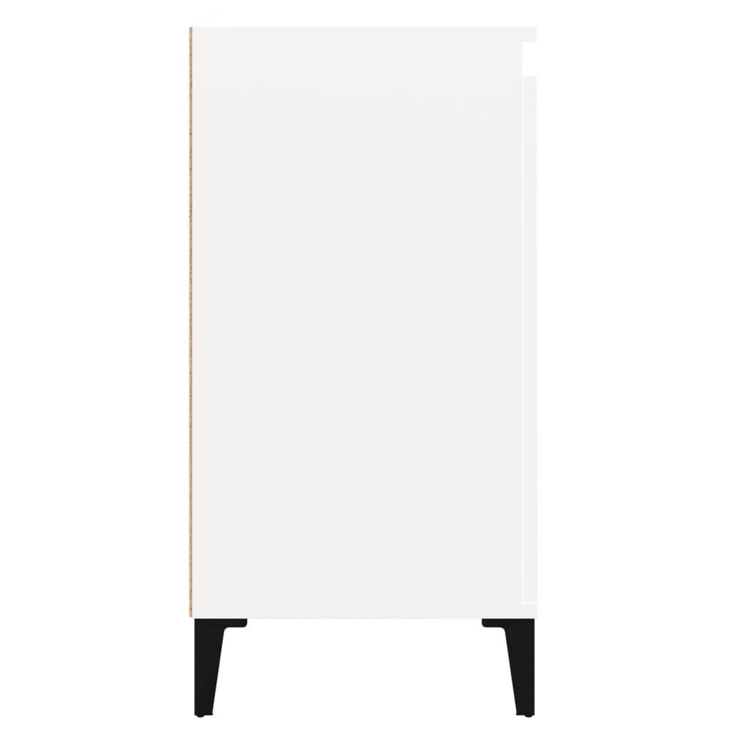 Noptiere, 2 buc., alb extralucios, 40x35x70 cm, lemn prelucrat - Lando