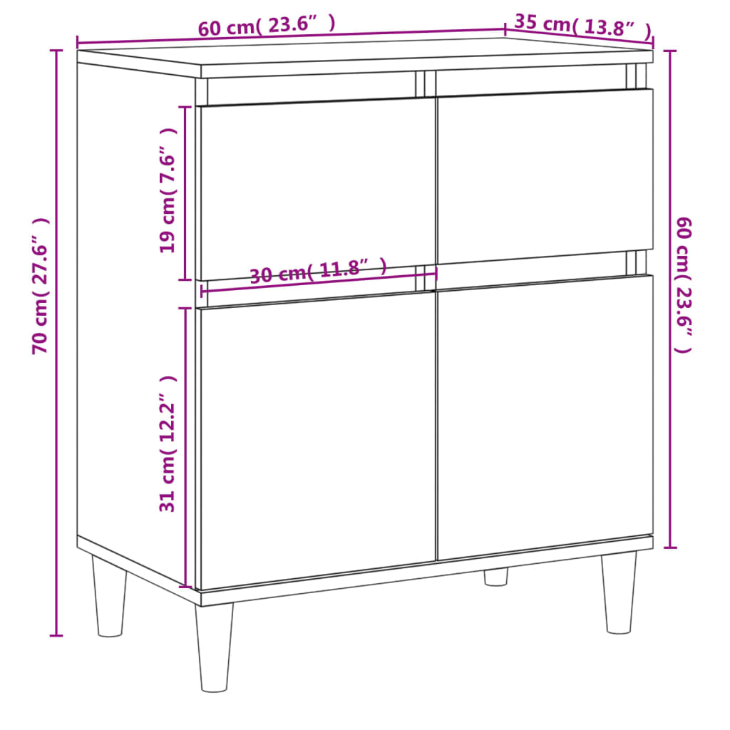 Servantă, gri beton, 60x35x70 cm, lemn prelucrat Lando - Lando