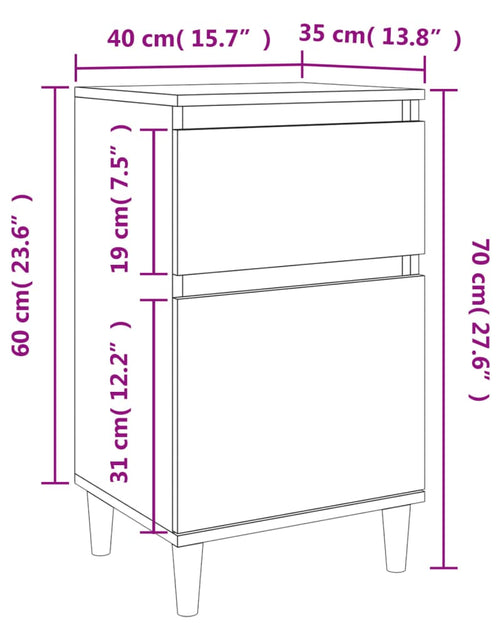 Загрузите изображение в средство просмотра галереи, Noptiere, 2 buc., stejar sonoma, 40x35x70 cm, lemn prelucrat - Lando

