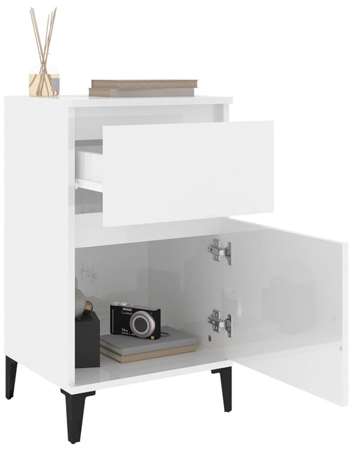 Încărcați imaginea în vizualizatorul Galerie, Noptieră, alb extralucios, 40x35x70 cm - Lando
