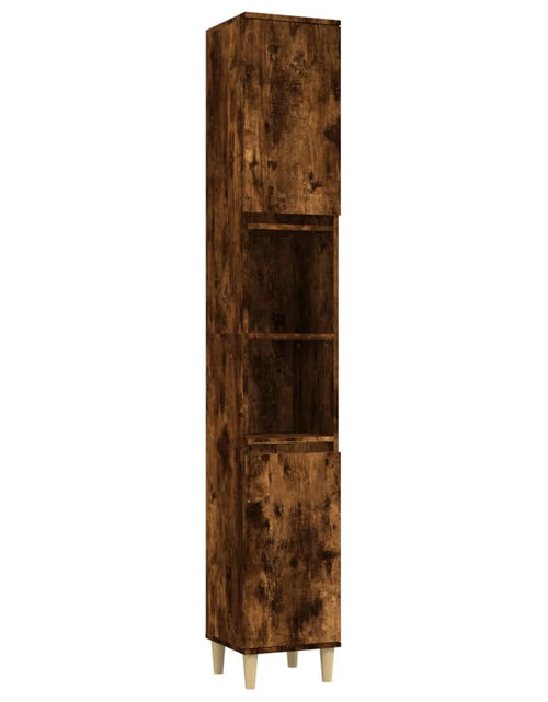 Încărcați imaginea în vizualizatorul Galerie, Dulap de baie, stejar afumat, 30x30x190 cm, lemn prelucrat - Lando

