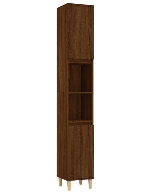 Încărcați imaginea în vizualizatorul Galerie, Dulap de baie, stejar maro, 30x30x190 cm, lemn prelucrat Lando - Lando
