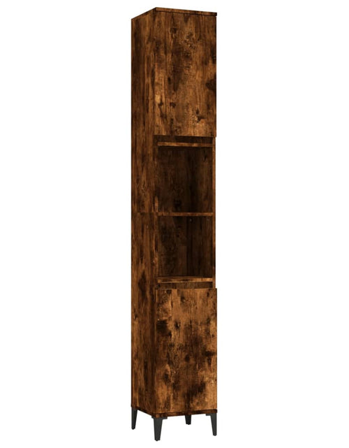 Загрузите изображение в средство просмотра галереи, Dulap de baie, stejar afumat, 30x30x190 cm, lemn prelucrat - Lando
