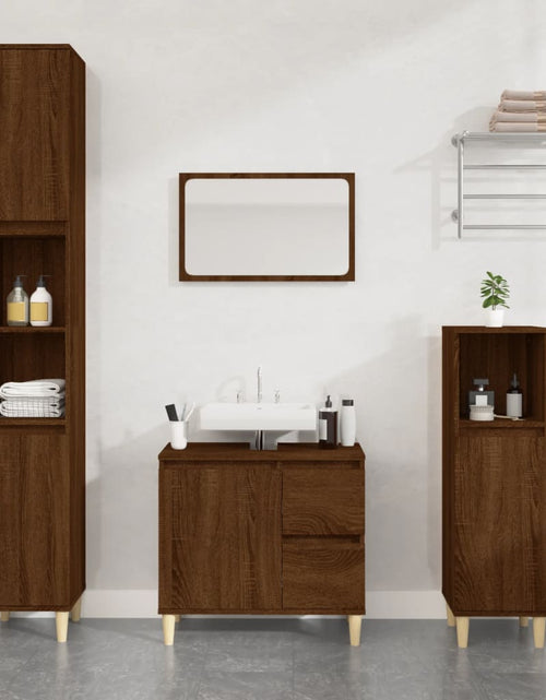 Încărcați imaginea în vizualizatorul Galerie, Dulap de baie, stejar maro, 65x33x60 cm, lemn prelucrat - Lando
