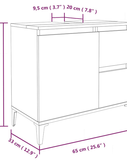 Загрузите изображение в средство просмотра галереи, Dulap de baie, stejar afumat, 65x33x60 cm, lemn prelucrat - Lando
