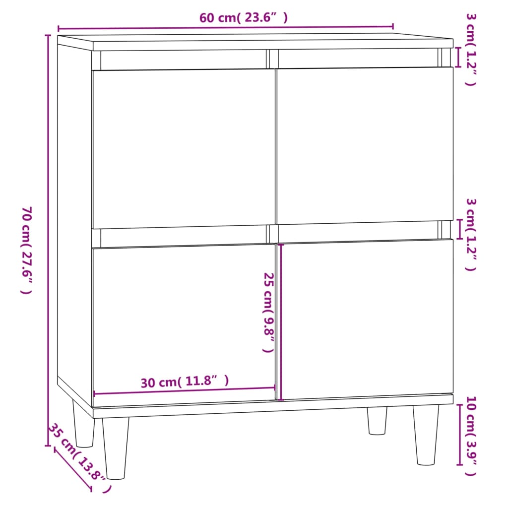 Servantă, alb, 60x35x70 cm, lemn prelucrat Lando - Lando