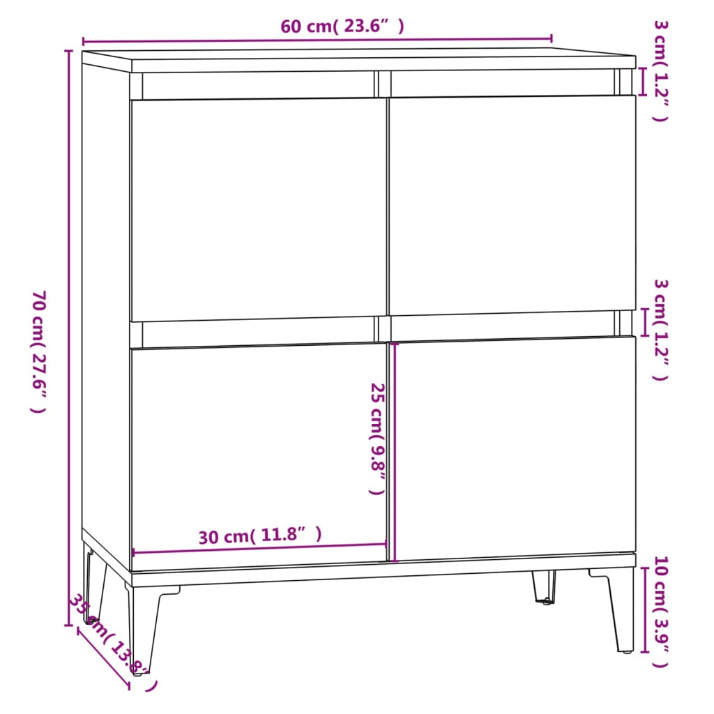 Servantă, alb, 60x35x70 cm, lemn prelucrat Lando - Lando