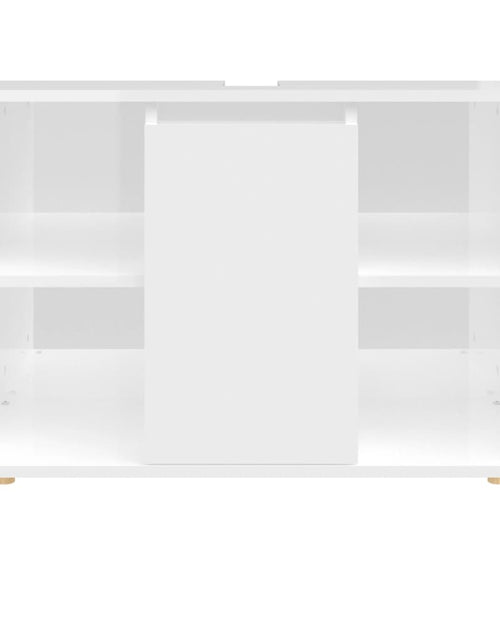 Încărcați imaginea în vizualizatorul Galerie, Dulap de chiuvetă, alb extralucios, 80x33x60 cm, lemn prelucrat Lando - Lando
