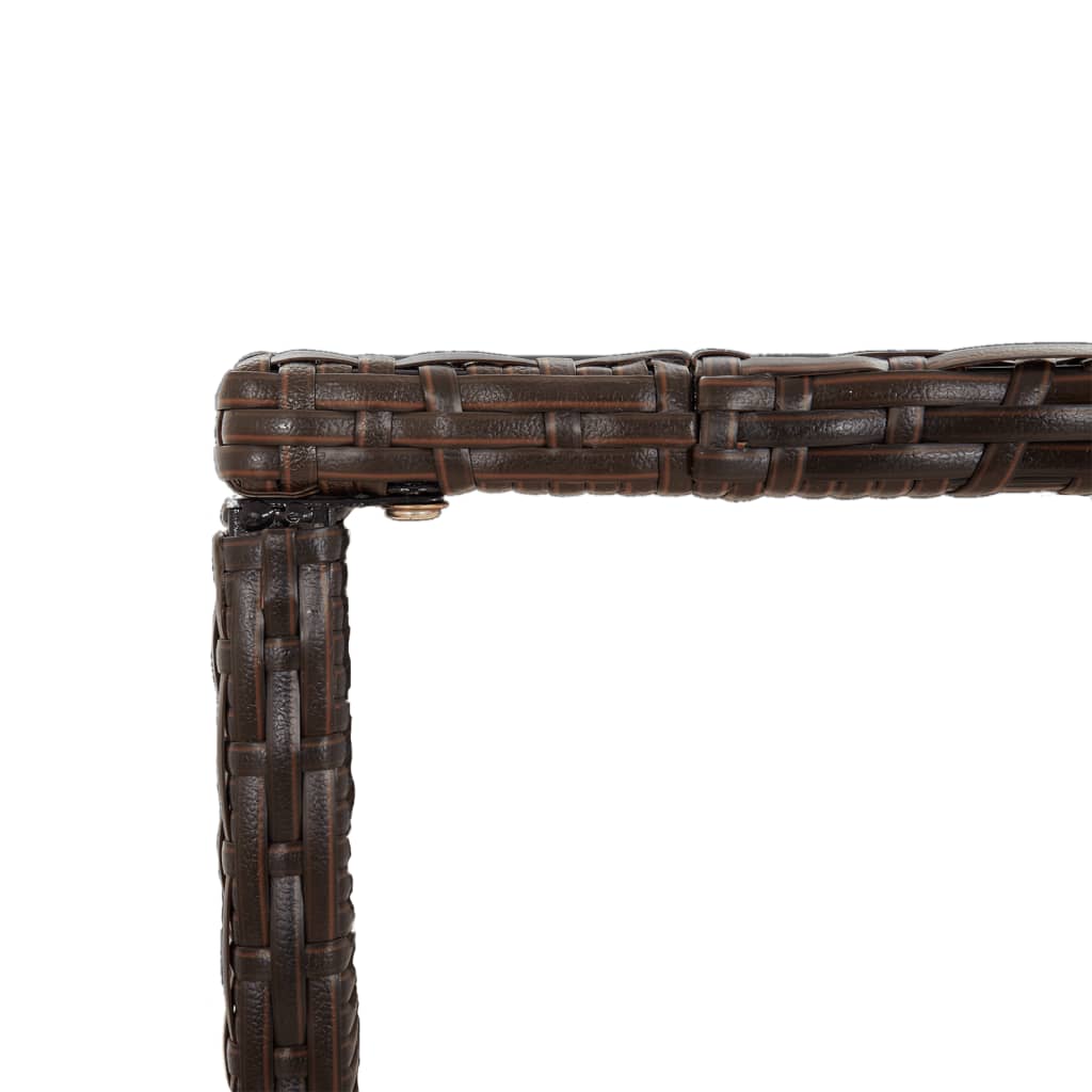 Masă de bar cu blat din sticlă, maro, 110x70x110 cm, poliratan - Lando
