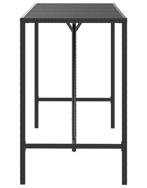 Încărcați imaginea în vizualizatorul Galerie, Masă de bar cu blat din sticlă, negru, 180x70x110 cm, poliratan - Lando
